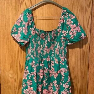Floral Green Woman Dress